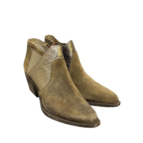 Casta Ankle Booties Dirk Brandy Size 9 Distressed Suede & Leather - Picture 2 of 12